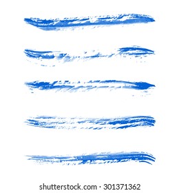 Blue watercolor brush strokes, Vector illustration EPS 10