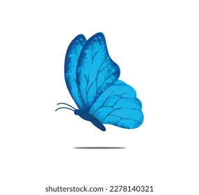 Blue watercolor butterfly, vector design for fashion, card, poster, sticker prints