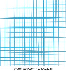 blue watercolor checkered grid pattern with fading endings on white background, vector illustration