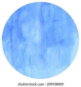 Blue watercolor circle. Background design made in a vector.
