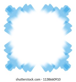 blue watercolor circle mirror frame pattern with jagged inner border, vector illustration