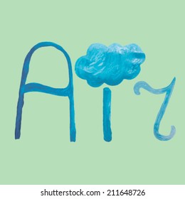 Blue watercolor cloud and sky. Spring, summer background.