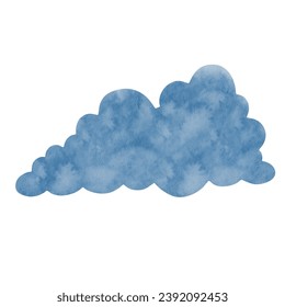 Blue watercolor cloud. Vector graphics.