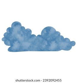 Blue watercolor cloud. Vector graphics.