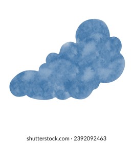 Blue watercolor cloud. Vector graphics.