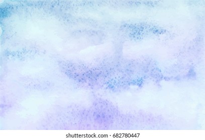 Blue watercolor clouds.  Painted sky. Sea landscape Abstract background. Vector illustration.