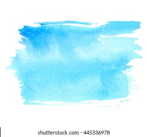 Blue watercolor colorful hand drawn paper grain texture isolated vector stain on white background for card, tag, design. Abstract water color artistic brush paint splash element for text, banner, web