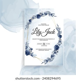 Blue Watercolor Floral Wedding Card. Illustrator and designer. Wedding Invites, save the date, Birthday Invites, Video Invites, E-Cards.