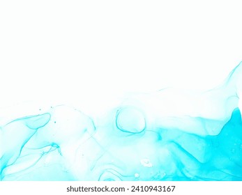 Blue watercolor fluid painting vector design card. Dye splash style. Alcohol ink. Vector illustration