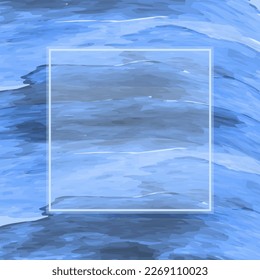 Blue watercolor frame for design of your site, cards or invitations. Watercolor frame in square shape with space for text. Vector illustration