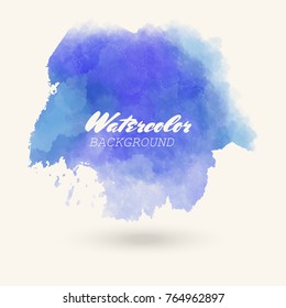 Blue watercolor hand drawn isolated vector wash spot on white