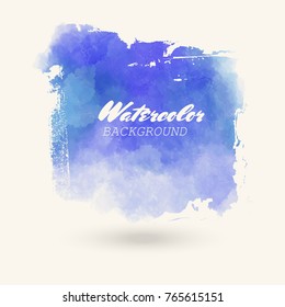 Blue watercolor hand drawn isolated vector wash spot on white