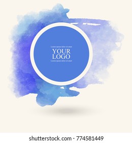 Blue watercolor hand drawn isolated vector wash spot on white