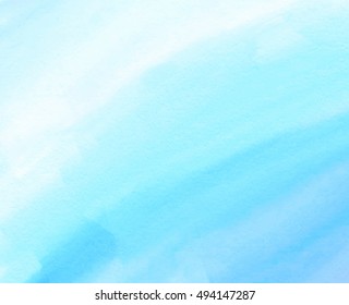 Blue watercolor hand drawn paper texture stylized vector striped card for text design, web, print. Aquarelle abstract color wet brush paint vivid stroke background for blank, wallpaper