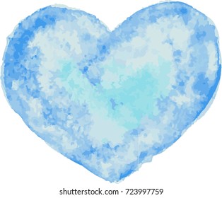 Blue Watercolor Heart Vector