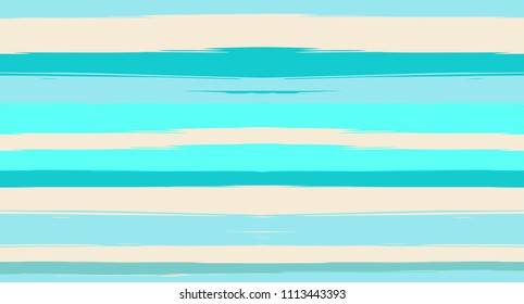 Blue Watercolor Horizontal Seamless Sailor Stripes. Geometric Cool Marine Graffiti Maritime Texture. Hand Painted Male or Female T-Shirt Autumn Banner Pattern. Blue Shirt Watercolor Sailor Stripes