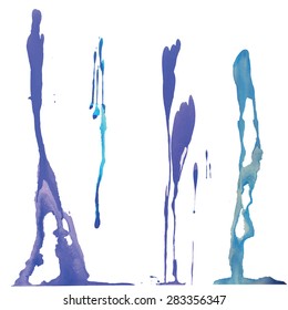 blue watercolor ink vector streaks