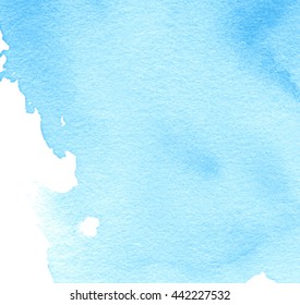 Blue watercolor isolated paper grain texture splash vector card. Abstract water color hand drawn background. Aquarelle wet brush paint colorful element for wallpaper, template, banner, design, web