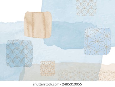 Blue Watercolor Japanese Style Image Background