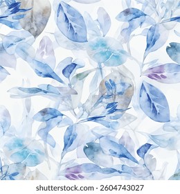 Blue Watercolor Leaf Pattern cute