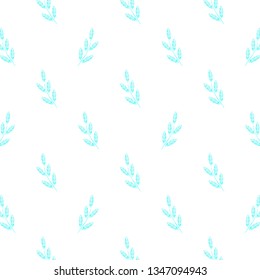 Blue watercolor leaves pattern. Spring beautiful background. Vector illustration.