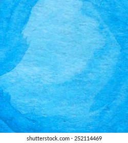 Blue watercolor macro paper texture hand drawn background. Traced abstract brush strokes vector illustration, eps10. Aquarelle graphic design card for scrapbook, banner, wallpaper, poster, print.