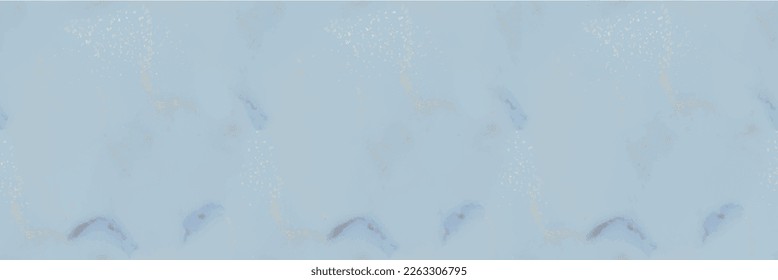 Blue Watercolor Marble. Gold Art Paint. Gold Oriental Background. Foil Marble Watercolor. Golden Vector Ink Marble. Shiny Alcohol Ink Pattern. Light Elegant Watercolor. Vector Seamless Ink Painting