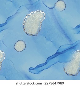 Blue Watercolor Marble. Gold Art Paint. Gold Abstract Watercolor. Vector Elegant Background. Foil Marble Background. Metal Alcohol Ink Pattern. Golden Vector Ink Marble. Vector Abstract Ink Template