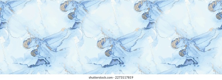 Blue Watercolor Marble. Gold Ink Paint. Luxury Alcohol Ink Marble. Foil Oriental Watercolor. Vector Elegant Background. Copper Vector Ink Repeat. Foil Marble Background. Modern Abstract Art Template