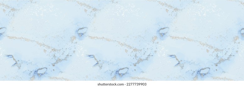 Blue Watercolor Marble. Vector Elegant Background. Foil Marble Watercolor. Foil Oriental Background. Luxury Vector Ink Canvas. Gold Ink Paint. Shiny Alcohol Ink Glitter. Modern Seamless Art Template