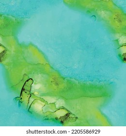 Blue Watercolor Ocean. Green Ocean Background. Sea Modern Vector Painting. Sea Seamless Background. Blue Seamless Abstract Repeat. Green Elegant Texture. Soft Seamless Background. Water Art Paint.