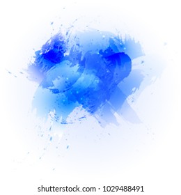 Blue watercolor on white background