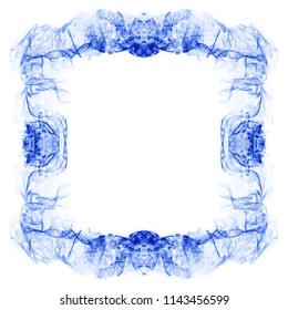 blue watercolor ornate liquid surface marble structure art nouveau frame border pattern, vector illustration