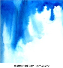 Blue watercolor paint flow. Vector background