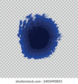 Blue watercolor paint round shape with liquid liquid isolated on transparent background for eps 10 design element