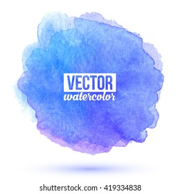 Blue watercolor painted vector stain isolated on white background