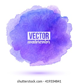 Blue watercolor painted vector stain isolated on white background