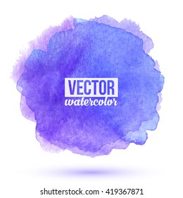 Blue watercolor painted vector stain isolated on white background