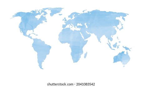 blue watercolor painting vector world map