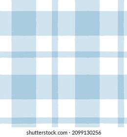 Blue watercolor plaid pattern. stripes, Gingham seamless tartan texture, spring picnic table cloth, plaid. vector checkered summer paint brush strokes.