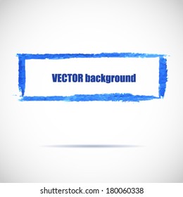 Blue  watercolor rectangle (frame). Abstract stylish watercolor background. Vector illustration.