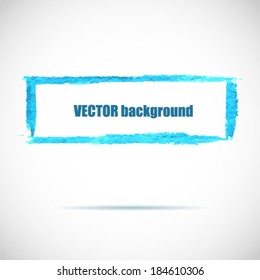 Blue watercolor rectangle (frame). Abstract stylish watercolor background. Vector illustration.