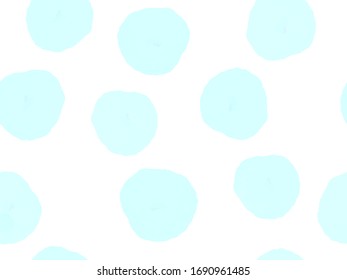 Blue watercolor round shapes seamless pattern. Simle childish wallpapers. Light turquoises flowers in japanese style.