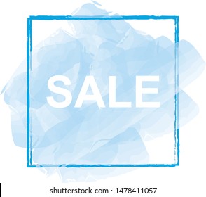 blue watercolor sale banner isolated on white background