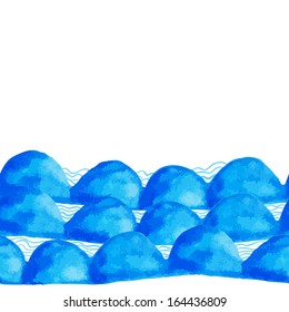 Blue watercolor seamless pattern