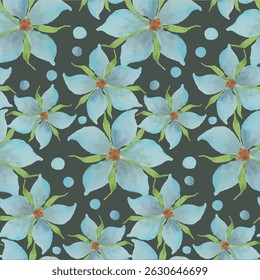 Patrón transparente de acuarela azul en Ilustración vectorial de stock oscura