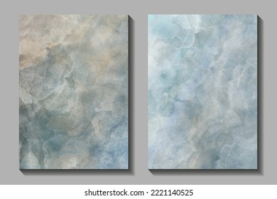 Blue watercolor set vector art background for cards, flyer, poster, banner and cover design. Hand drawn illustration for your design. Watercolour texture. Grunge backdrop.
