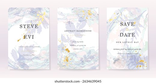 Fondo de Vector de acuarela azul. Diseño Abstractas de la Boda de la flor. Spray de lujo de oro sobre textura de mármol acuarela. Pastel Cold Tones Minimal Style. Arte Para Impresiones e Invitaciones Tarjetas.
