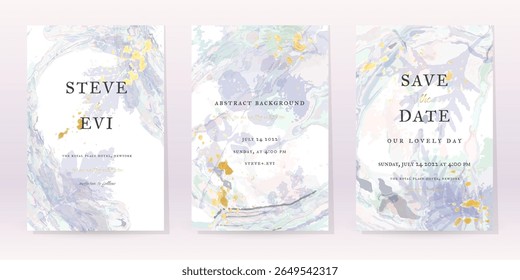 Fondo de Vector de acuarela azul. Diseño Abstractas de la Boda de la flor. Spray de lujo de oro sobre textura de mármol acuarela. Pastel Cold Tones Minimal Style. Arte Para Impresiones e Invitaciones Tarjetas.