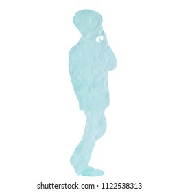 blue watercolor silhouette boy